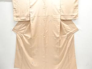 絞り花に横笛模様縦節紬着物